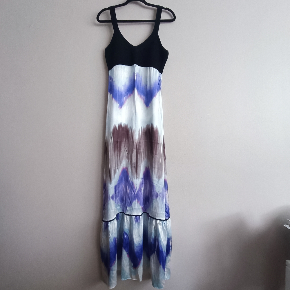 Marciano Guess Watercolor Silk Charmeuse Maxi Dress – Size M Romantic Glam